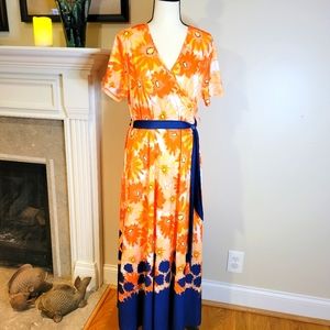 Lily Orange /Blue Maxi Dress